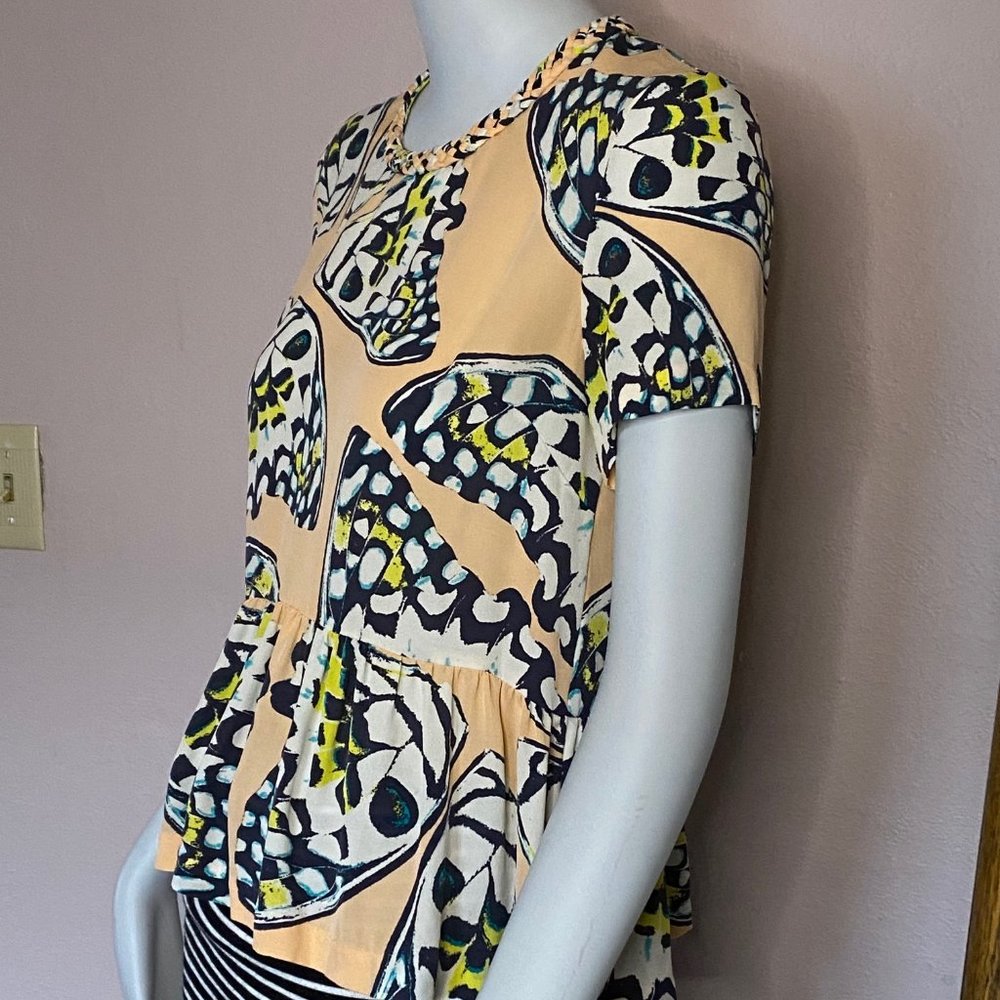 SILK PEPLUM BLOUSE - Dolce Vita Butterfly print S